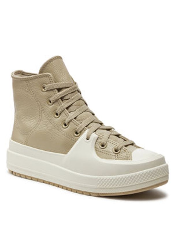 Converse Trampki Chuck Taylor All Star Construct Leather A06595C Beżowy. Kolor: beżowy. Materiał: skóra