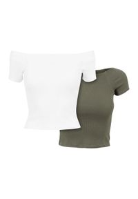 Urban Classics - Koszulka Damska/żebrowana Bez Ramiączek (zestaw 2 Sztuk). Kolor: wielokolorowy, brązowy, zielony. Długość rękawa: bez ramiączek #1
