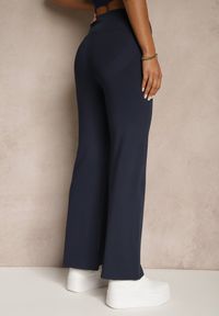 Renee - Granatowe Legginsy High Waist z Szeroką Gumką w Pasie Idalania. Okazja: na co dzień. Stan: podwyższony. Kolor: niebieski. Styl: casual, elegancki #5