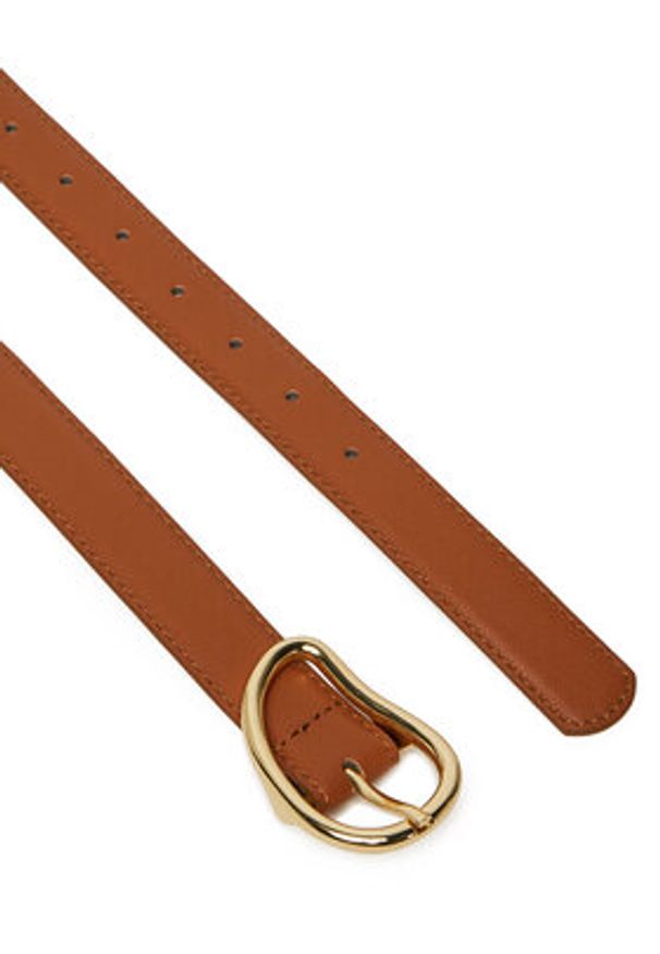 Pieces Pasek Damski Pcsigne Jeans Belt 17156585 Brązowy. Kolor: brązowy. Materiał: skóra