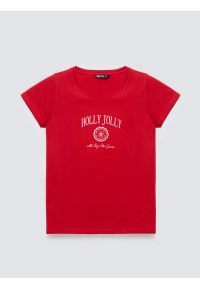 Big-Star - Koszulka damska z nadrukiem czerwona Serra 603. Okazja: na co dzień. Kolor: czerwony. Materiał: dzianina, jeans. Długość rękawa: krótki rękaw. Długość: krótkie. Wzór: nadruk. Sezon: zima. Styl: wizytowy, casual, retro, klasyczny #2