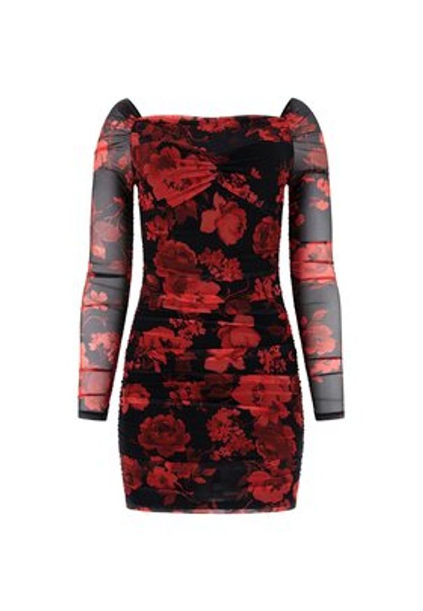 Guess Sukienka koktajlowa W6RK0A KBAH2 Czerwony Slim Fit. Kolor: czerwony. Materiał: syntetyk. Styl: wizytowy