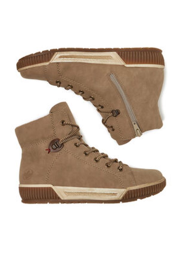 Rieker Trzewiki N0730-64 Beżowy. Kolor: beżowy. Materiał: materiał