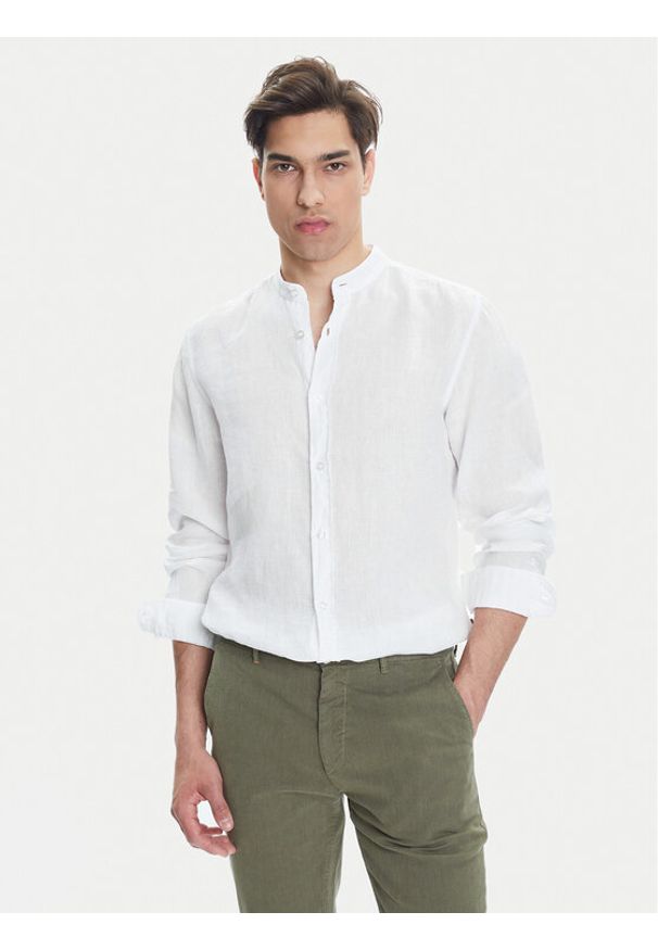 BOSS Koszula 50537369 Biały Regular Fit. Kolor: biały. Materiał: len