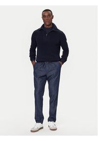 Bugatti Sweter 7500-85566D Granatowy Regular Fit. Kolor: niebieski. Materiał: wełna #4