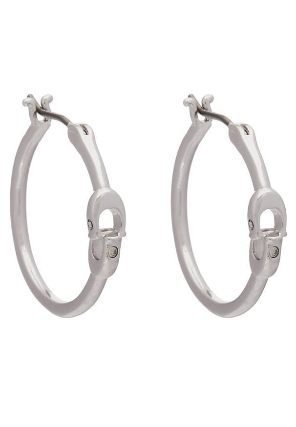 Coach Kolczyki Signature Hoop Earrings 37408160RHO030 Srebrny. Materiał: metalowe. Kolor: srebrny