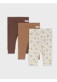 Sinsay - Bawełniane legginsy 3 pack - kremowy. Kolor: kremowy. Materiał: bawełna