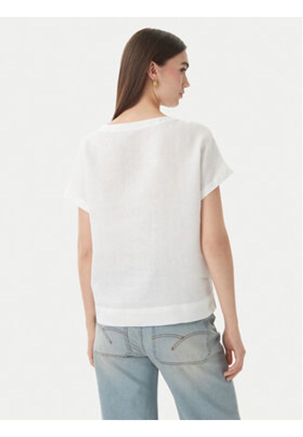 Marella T-Shirt Geyser 2615111132 Biały Regular Fit. Kolor: biały. Materiał: len