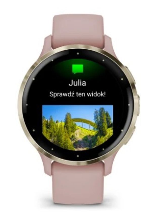 GARMIN - Garmin Venu 3s jasnozłota ramka z paskiem w kolorze dust rose. Kolor: złoty. Styl: sportowy, casual