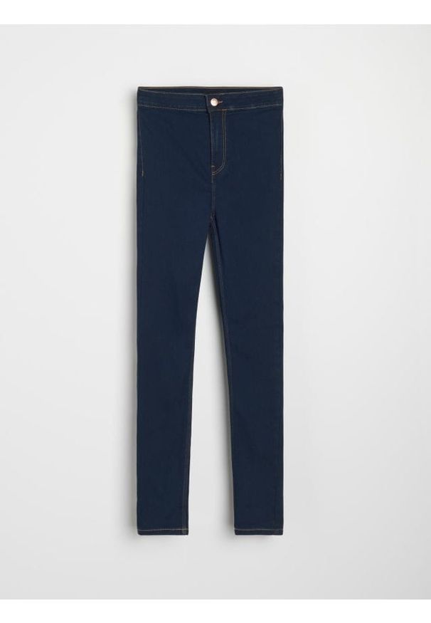 Sinsay - Jeansy high waist - niebieski. Stan: podwyższony. Kolor: niebieski