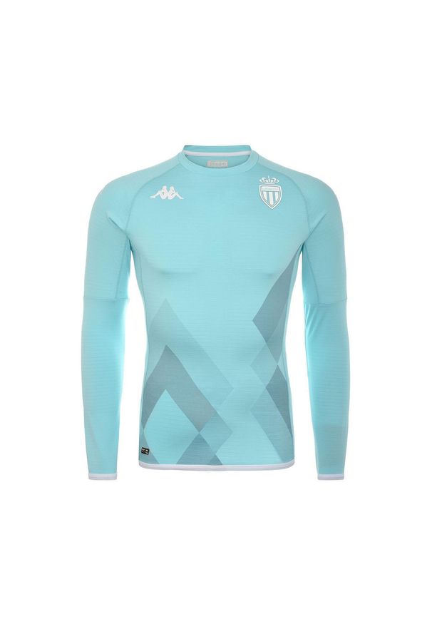 Kappa - Koszulka bramkarska z długim rękawem AS Monaco Kombat Pro 2022/23. Kolor: wielokolorowy, biały, zielony. Długość rękawa: długi rękaw. Długość: długie. Sport: piłka nożna