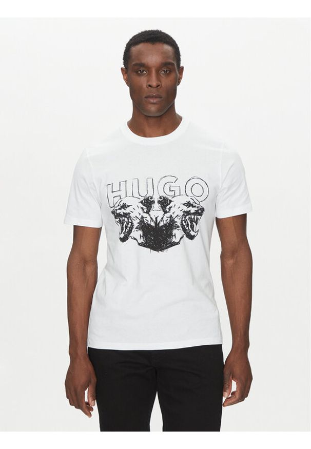 Hugo - HUGO T-Shirt Durro 50538257 Biały Regular Fit. Kolor: biały. Materiał: bawełna