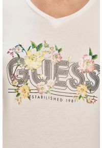 Guess Jeans - Longsleeve. Okazja: na co dzień. Kolor: biały. Materiał: jeans. Długość rękawa: długi rękaw. Wzór: nadruk. Styl: casual #4