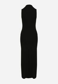 Born2be - Czarna Dopasowana Sukienka z Wełną Zdobiona Marszczeniem i Rozcięciem Lisarea. Okazja: na co dzień. Kolor: czarny. Materiał: wełna. Wzór: aplikacja. Typ sukienki: dopasowane. Styl: casual #6