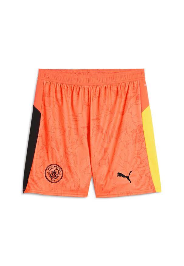 Puma - Męskie szorty KIDSUPER × MANCHESTER CITY PUMA Neon Sun Black Orange. Kolor: czarny, pomarańczowy, wielokolorowy, żółty. Sezon: lato. Sport: piłka nożna