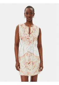 TwinSet - TWINSET Sukienka letnia 251TT2441 Beżowy Regular Fit. Kolor: beżowy. Materiał: len. Sezon: lato