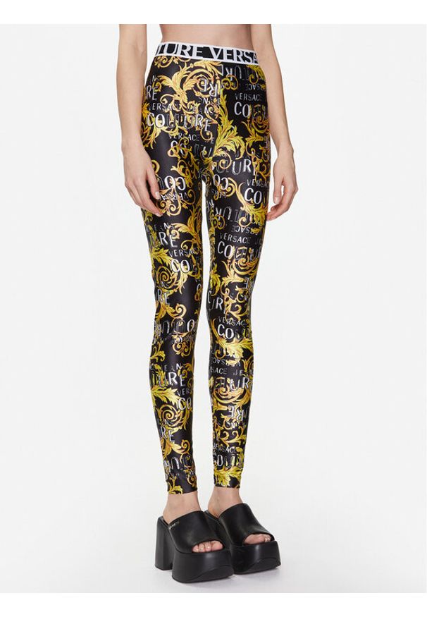 Versace Jeans Couture Legginsy 74HAC101 Czarny Slim Fit. Kolor: czarny. Materiał: syntetyk