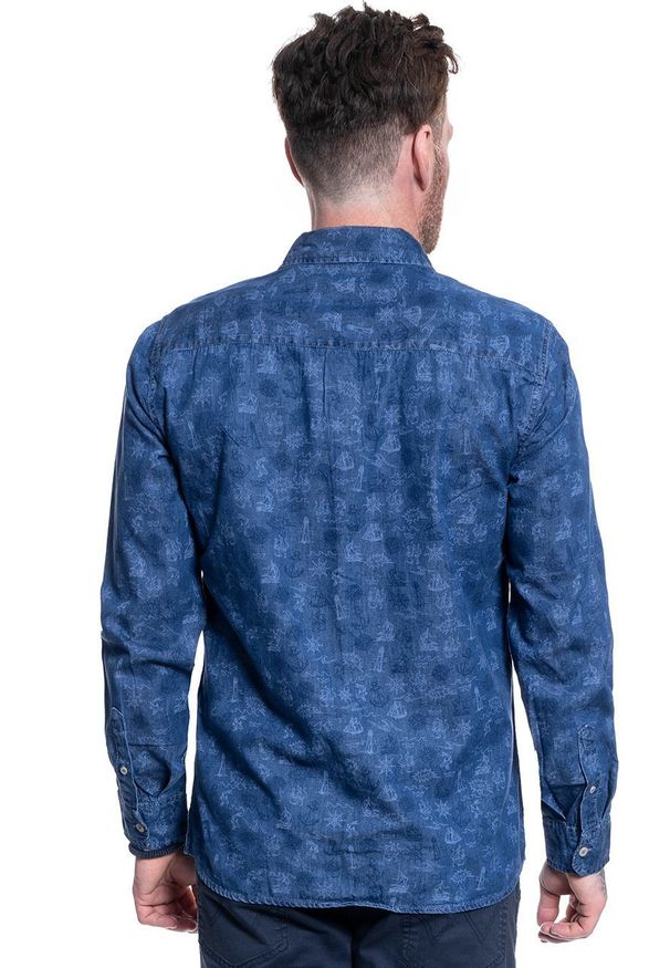 Mustang - MĘSKA KOSZULA MUSTANG CASPER DENIM AOP 1009898 11847. Materiał: denim