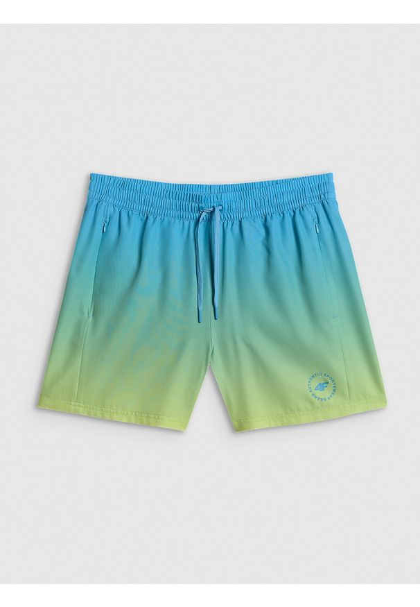 4f - 4F Spodenki plażowe boardshorty męskie - niebieskie L. Kolor: niebieski. Materiał: tkanina, skóra, materiał