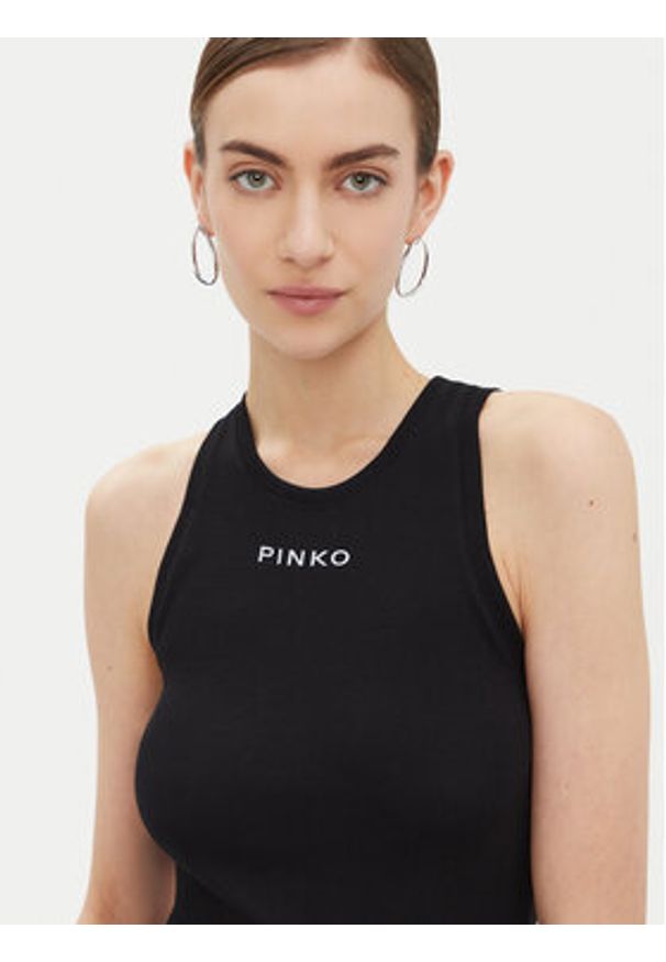 Pinko - PINKO Top 100822 A2C1 Czarny Regular Fit. Kolor: czarny. Materiał: bawełna
