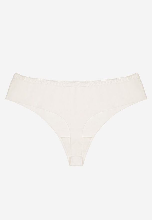 Renee - Białe Bezszwowe Majtki Typu Stringi Tenazura. Kolor: biały. Materiał: jeans