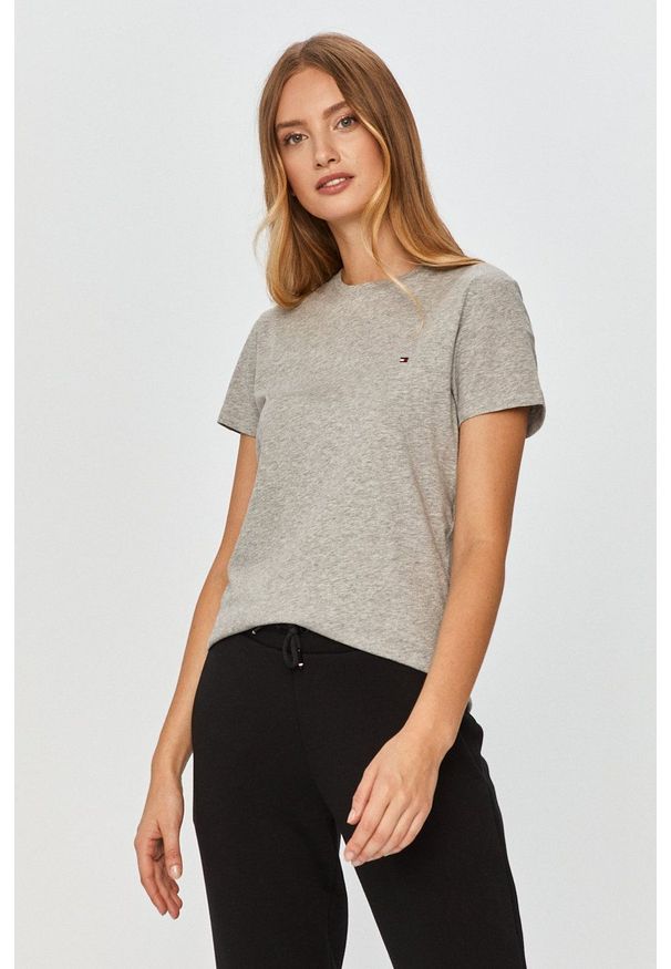 TOMMY HILFIGER - Tommy Hilfiger - T-shirt. Okazja: na co dzień. Kolor: szary. Materiał: dzianina. Styl: casual