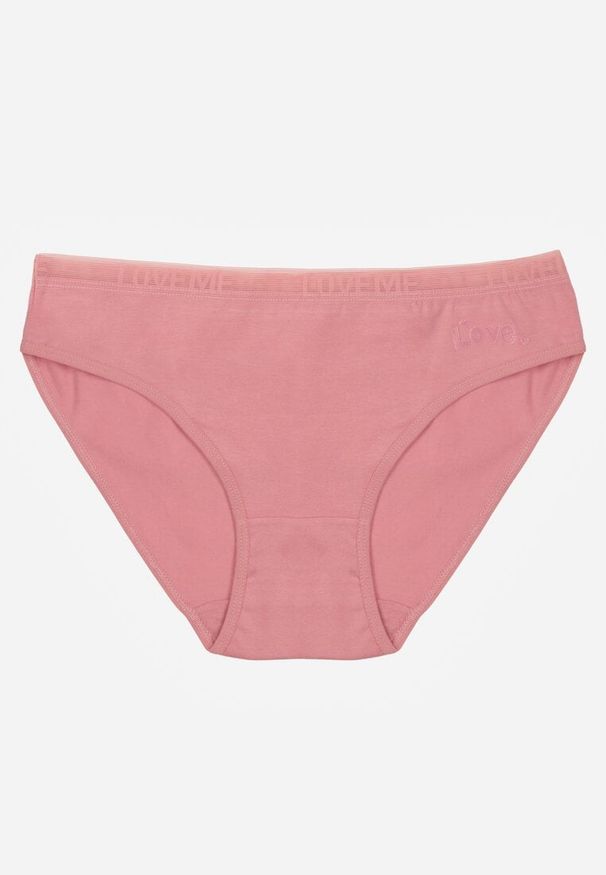 Born2be - Ciemnoróżowe Majtki Figi z Bawełną i Ozdobnymi Napisami Phioreia. Kolor: różowy. Materiał: bawełna. Wzór: napisy