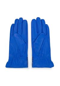 Wittchen - Damskie rękawiczki skórzane ze wstawką o fakturze egzotycznej skóry niebieskie. Kolor: niebieski. Materiał: skóra. Styl: klasyczny #3