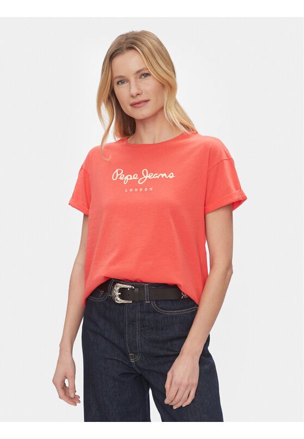 Pepe Jeans T-Shirt Helga PL505761 Czerwony Regular Fit. Kolor: czerwony. Materiał: bawełna