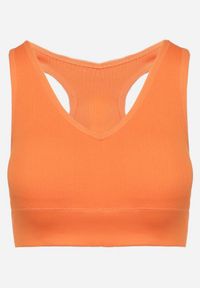 Born2be - Pomarańczowy Tank Top Sportowy z Prążkowanej Dzianiny Ophiase. Kolor: pomarańczowy. Materiał: dzianina, prążkowany. Styl: sportowy