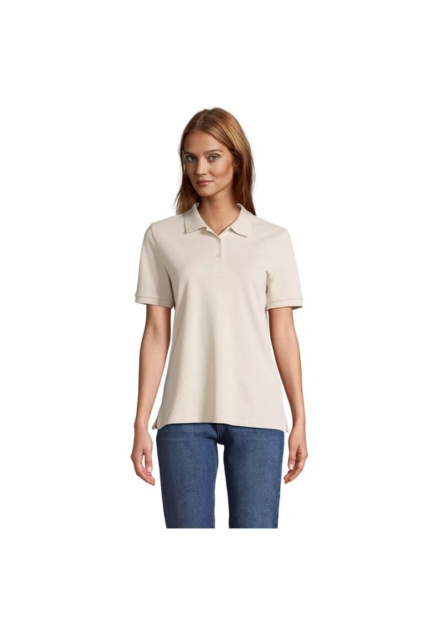 SOL'S - Damska koszulka polo Sol's Pacific. Okazja: na co dzień. Typ kołnierza: polo. Kolor: beżowy. Styl: casual, elegancki