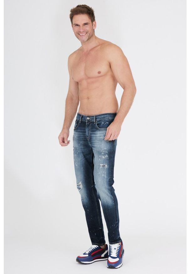 7 FOR ALL MANKIND Niebieskie jeansy męskie. Kolor: niebieski