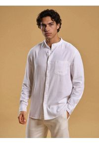 Sinsay - Koszula z domieszką lnu - biały. Kolor: biały. Materiał: len