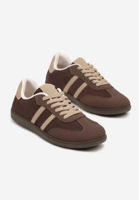 Born2be - Brązowe Sneakersy z Imitacji Zamszu na Płaskiej Podeszwie Memeriana. Nosek buta: okrągły. Zapięcie: sznurówki. Kolor: brązowy. Materiał: zamsz. Obcas: na płaskiej podeszwie. Wysokość obcasa: niski #4