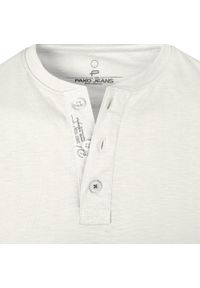 Biały Męski T-Shirt, Dekolt z Guzikami - Pako Jeans. Okazja: na co dzień. Kolor: biały. Materiał: bawełna. Styl: casual #5