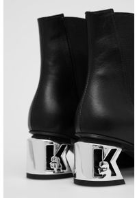 Karl Lagerfeld Sztyblety skórzane KL30641.Black.Lthr damskie kolor czarny na słupku. Kolor: czarny. Materiał: skóra. Obcas: na słupku. Wysokość obcasa: średni #4