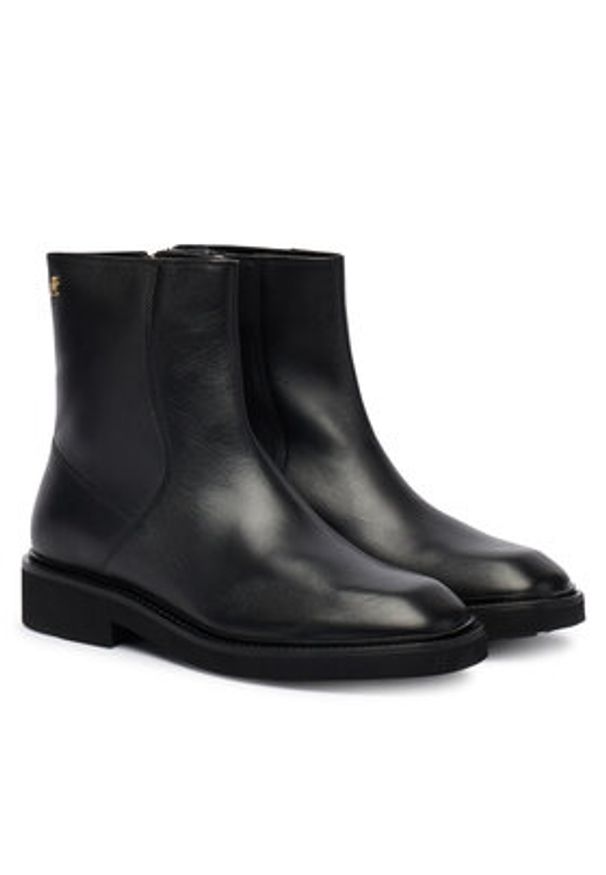 TOMMY HILFIGER - Tommy Hilfiger Botki Th Square Toe Leather Bootie FW0FW09046 Czarny. Kolor: czarny. Materiał: skóra