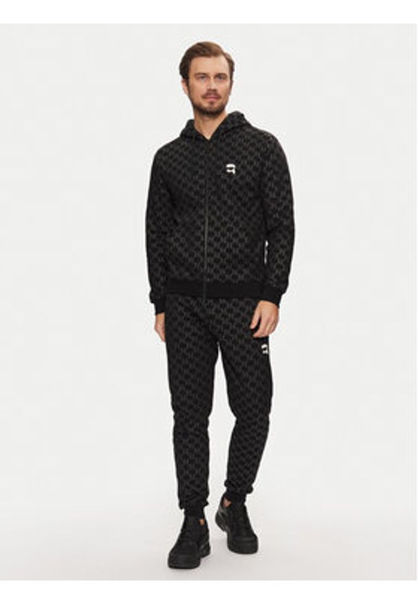 Karl Lagerfeld - KARL LAGERFELD Bluza 705095 551951 Czarny Regular Fit. Typ kołnierza: dekolt w karo. Kolor: czarny. Materiał: bawełna