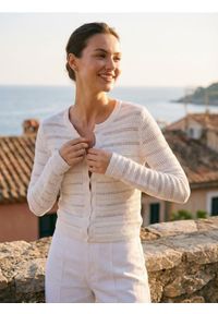 Sinsay - Bawełniany kardigan - kremowy. Kolor: kremowy. Materiał: bawełna #1