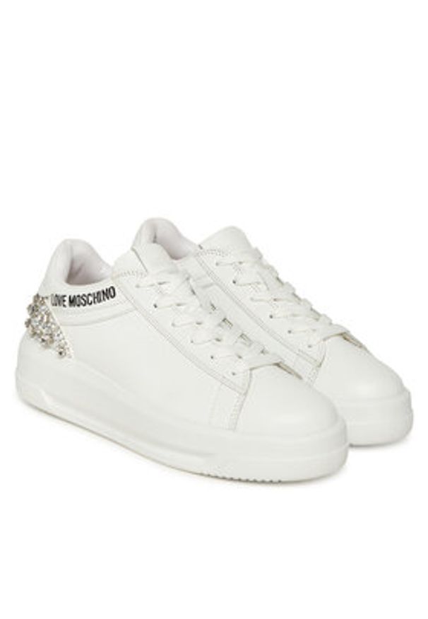 Love Moschino - LOVE MOSCHINO Sneakersy JA15305G0NIAL10A Biały. Kolor: biały. Materiał: skóra