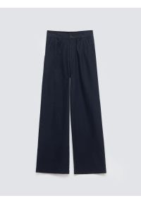 Big-Star - Spodnie damskie wide z domieszką lnu granatowe Malusi 403. Stan: podwyższony. Kolor: niebieski. Materiał: len. Sezon: lato. Styl: elegancki #4