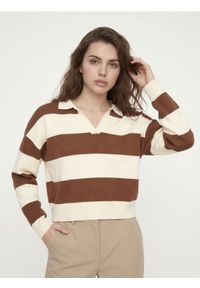 Sinsay - Sweter w poziome pasy, z wiskozą - brązowy. Kolor: brązowy. Materiał: wiskoza #1