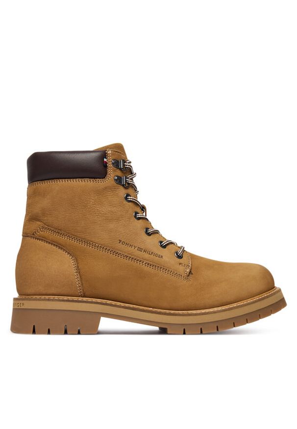 TOMMY HILFIGER - Tommy Hilfiger Trapery Flex Th Outdoor W Nbk Boot FM0FM05563 Brązowy. Kolor: brązowy. Materiał: nubuk, skóra