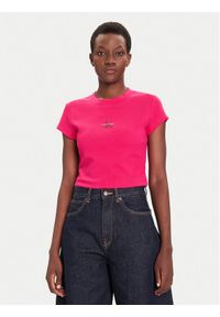 Calvin Klein Jeans T-Shirt LV047AB802 Różowy Regular Fit. Kolor: różowy. Materiał: bawełna