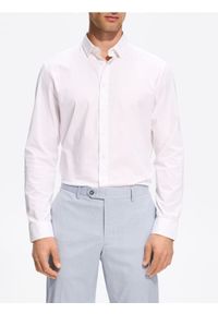 Reserved - Gładka koszula slim fit - biały. Kolor: biały. Materiał: tkanina, bawełna. Wzór: gładki #1