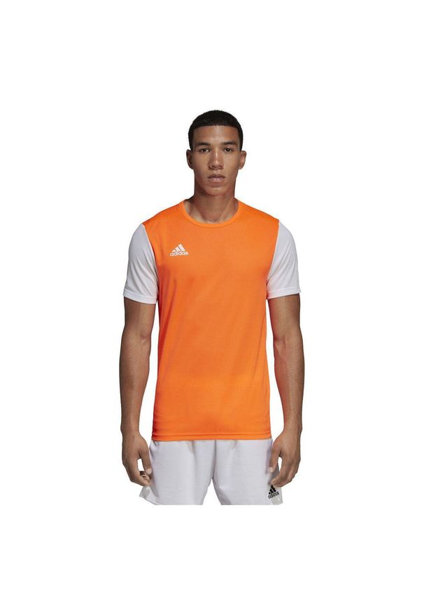 Adidas - Koszulka piłkarska adidas Estro 19 JSY. Kolor: pomarańczowy, biały, wielokolorowy. Materiał: jersey. Sport: piłka nożna