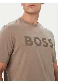 BOSS T-Shirt Structure Logo 50566883 Beżowy Regular Fit. Kolor: beżowy. Materiał: bawełna #4