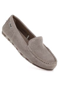 POTOCKI - Mokasyny damskie półbuty zamszowe khaki Potocki 09301. Kolor: brązowy. Materiał: tkanina. Styl: elegancki #1