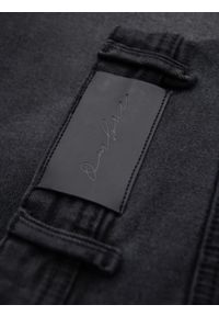 Ombre Clothing - Szorty męskie denimowe o klasycznym kroju – czarne V4. Kolor: czarny. Materiał: jeans, elastan, skóra, bawełna. Wzór: aplikacja. Sezon: lato. Styl: klasyczny #6