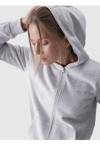 4f - 4F Bluza dresowa rozpinana z kapturem damska - szara M. Okazja: na co dzień. Typ kołnierza: kaptur. Kolor: szary. Materiał: dresówka. Wzór: gładki, ze splotem. Styl: sportowy, casual